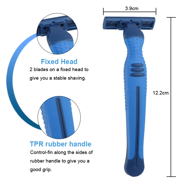 D226L Twin Blade Rubber Handle Disposable Men Shaver Razor