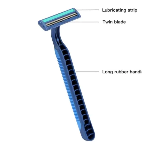 Navalha de barbear de lâmina dupla D228L com cabo de borracha para remoção de pelos masculinos